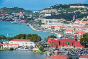 Overlook over Charlotte Amalie capital of St. Thomas with Fort Christian, US Virgin Islands Overlook over Charlotte Amalie capital of St. Thomas with Fort Christian, US Virgin Islands